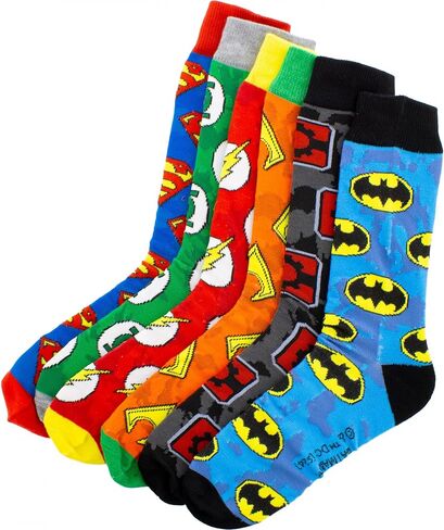 Hyp DC Justice League Logos 6-Pack Crew Socks in Kuwait
