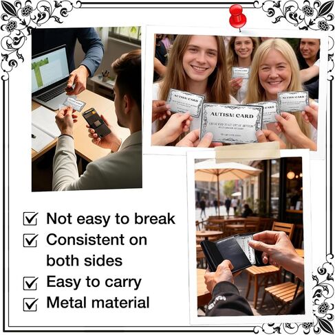 Silver Metal Autism Double-Sided Card, Single Wallet-Size Excuse for Social Situations, Funny Gag Gift for Anxiety Relief & Calm Communication in Kuwait