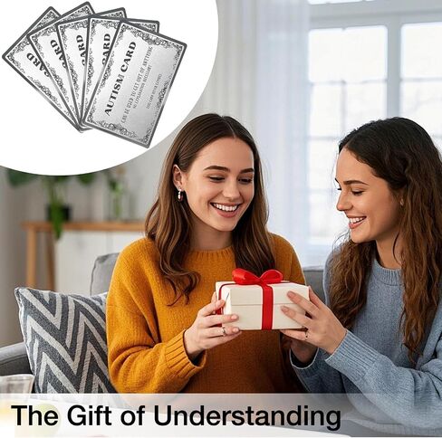 Silver Metal Autism Double-Sided Card, Single Wallet-Size Excuse for Social Situations, Funny Gag Gift for Anxiety Relief & Calm Communication in Kuwait