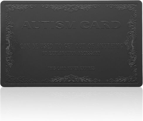 Silver Metal Autism Double-Sided Card, Single Wallet-Size Excuse for Social Situations, Funny Gag Gift for Anxiety Relief & Calm Communication in Kuwait