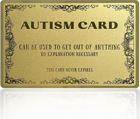 Silver Metal Autism Double-Sided Card, Single Wallet-Size Excuse for Social Situations, Funny Gag Gift for Anxiety Relief & Calm Communication in Kuwait