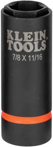 Klein Tools 66064 2-in-1 Deep Impact Socket, 6-Point 7/8-Inch and 11/16-Inch Hex Sizes, Use with Impact Wrenches BAT20-CW, BAT20-CW in Kuwait