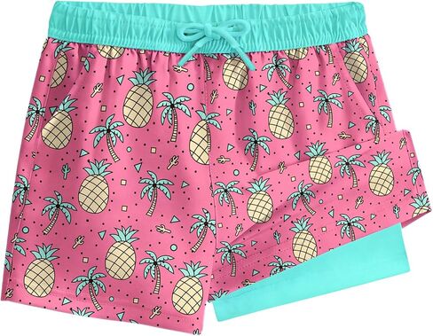 Boys Swim Trunks with Compression Liner Stretch Swimwear Shorts Color Block Quick Dry Bathing Suit in Saudi Arabia