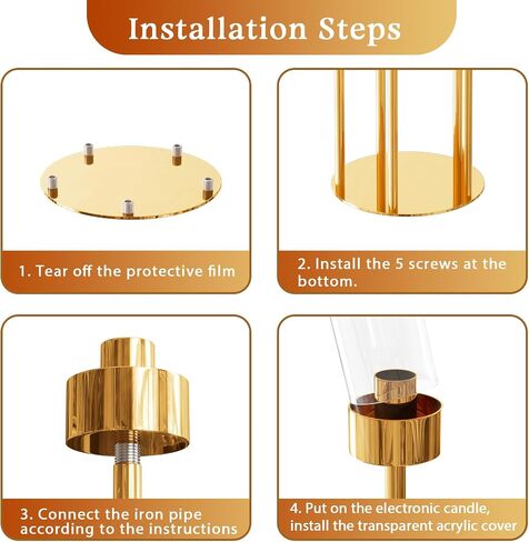 mopam 5 Arms Gold Floor Candelabra 42.5'' Floor Candle Holders for Wedding 4pcs Candle Sticks Holder Decor Tall Metal Candlestick Set with Acrylic Lampshades for Home Christmas Party (Round) in Saudi Arabia