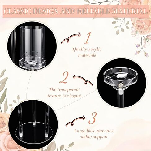 2 Pcs 3 Arms Acrylic Candelabras with Lampshade Set 30 Inch Wedding Table Candelabra Centerpieces Clear Candle Holder Candlestick Holder for Wedding Table Party Decor, Fit 3" LED Candle in Saudi Arabia