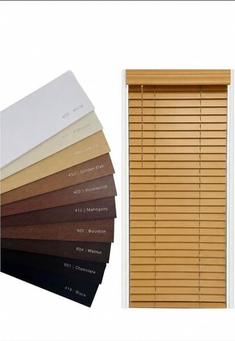 Blinds House Solution ستائر خشبية لاسلكية قابلة للتخصيص مقاس 2 بوصة للنوافذ الداخلية - ستائر النوافذ الأفقية للتركيب الخارجي أو الداخلي. سهلة التركيب مع حماية الخصوصية in Kuwait