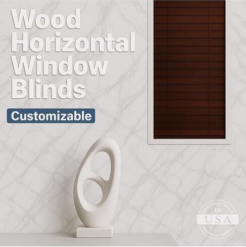 Blinds House Solution ستائر خشبية لاسلكية قابلة للتخصيص مقاس 2 بوصة للنوافذ الداخلية - ستائر النوافذ الأفقية للتركيب الخارجي أو الداخلي. سهلة التركيب مع حماية الخصوصية in Kuwait