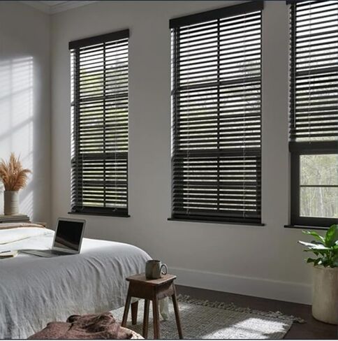 Blinds House Solution ستائر خشبية لاسلكية قابلة للتخصيص مقاس 2 بوصة للنوافذ الداخلية - ستائر النوافذ الأفقية للتركيب الخارجي أو الداخلي. سهلة التركيب مع حماية الخصوصية in Kuwait