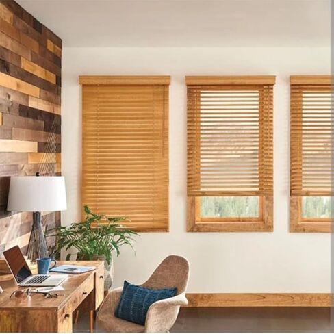Blinds House Solution ستائر خشبية لاسلكية قابلة للتخصيص مقاس 2 بوصة للنوافذ الداخلية - ستائر النوافذ الأفقية للتركيب الخارجي أو الداخلي. سهلة التركيب مع حماية الخصوصية in Kuwait