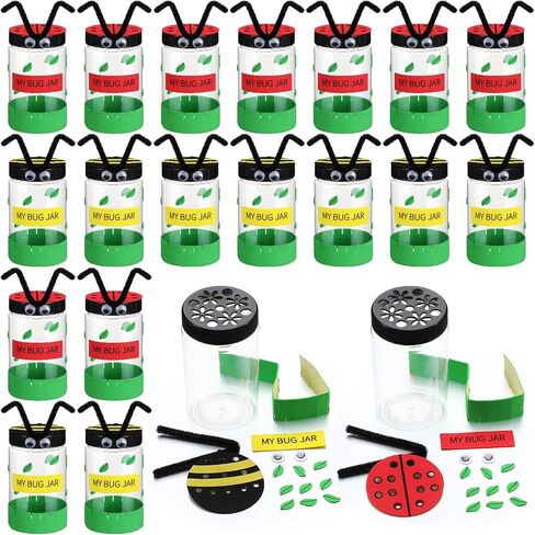 Tioncy 24 Pcs Plastic Bug Jar Craft Kit Bug Collection Kit Plastic Viewer for Nature Exploration Collecting in Kuwait