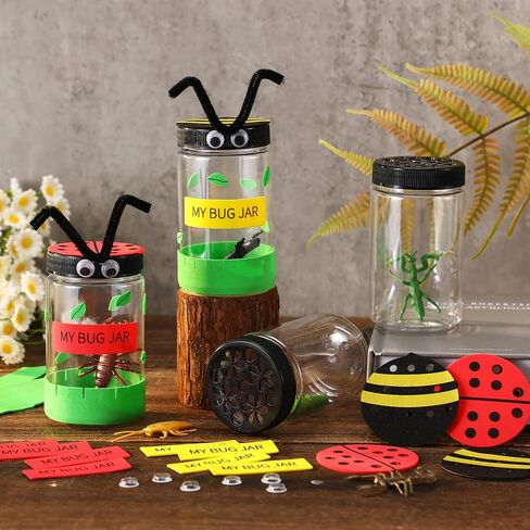 Tioncy 24 Pcs Plastic Bug Jar Craft Kit Bug Collection Kit Plastic Viewer for Nature Exploration Collecting in Kuwait