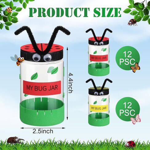 Tioncy 24 Pcs Plastic Bug Jar Craft Kit Bug Collection Kit Plastic Viewer for Nature Exploration Collecting in Kuwait