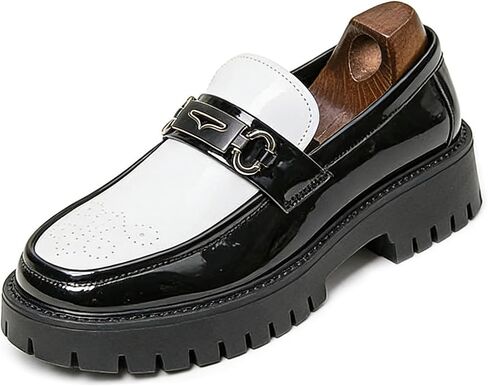 Men's Fashion Platform Loafers Patent Leather Chunky Dress Shoes Comfort Non-Slip Slip-On Lug Sole Casual Shoes for Party Business & Daily Wear in Saudi Arabia