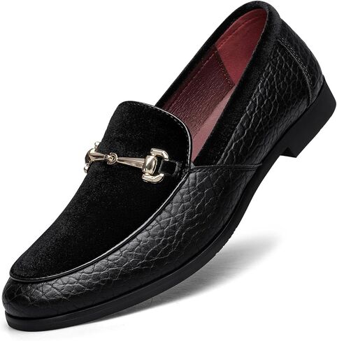 Mens Dress Shoes Loafers Luxury Velvet Suede Pebbled Leather Slip-on Horsebit Tuxedo Comfortable Casual Business Formal Mocasines Classic Buckle Prom Party Wedding Lightweight Driving in Saudi Arabia