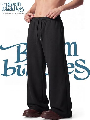 Baggy Sweatpants Men 3 Pack Lightweight Wide Leg Open Bottom Loose Casual Athletic Gym Pants Drawstring Pockets in Saudi Arabia