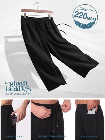 Baggy Sweatpants Men 3 Pack Lightweight Wide Leg Open Bottom Loose Casual Athletic Gym Pants Drawstring Pockets in Saudi Arabia