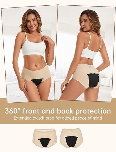 Women's Seamless Incontinence Underwear, 50ml Absorbency Leak-Proof Period Panties, Soft Reusable Washable Discreet Postpartum Briefs, 3 Pack in Saudi Arabia