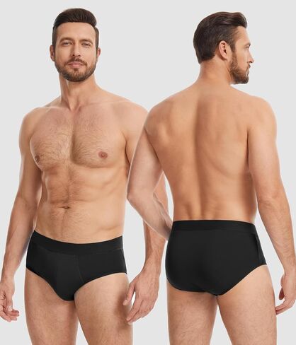 YESWEL Incontinence Underwear for Men, Washable Reusable Protective Bladder Control Cotton Briefs, 50ml Absorbency, 3 Pack (Black, Large) in Saudi Arabia