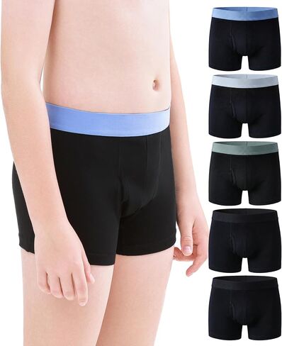 Incontinence Underwear for Boys & Teens, Age 4-18, Washable Potty Training Leak Proof Cotton Boxer Briefs, 5 Pack (Multicolor01, Medium, 5 Pack) in Kuwait