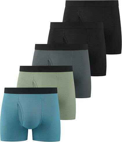 YESWEL Modal Incontinence Underwear for Men, Leakproof Boxer Briefs for Bladder Control with Fly, Light Absorption, 5 Pack (Multicolor01, Medium) in Saudi Arabia