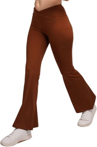 PRO-FIT 5 Pack Women's Crossover Flare Leggings with Pockets - High Waisted Tummy Control Bootcut Yoga Pants for Gym & Work in Saudi Arabia