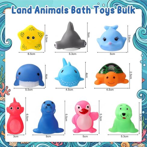 Poen 100 Pcs Rubber Bath Toys Bulk Cute Animal Bathtub Toys Sea Animal Toys Floating Ocean Squeaky Toys for Birthday Summer Pool Party Favors Shower Classroom Carnival Prizes (Assorted Sea Animals) in Saudi Arabia