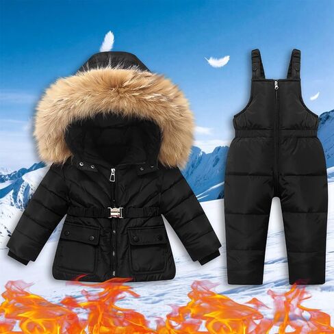 2 Piece Toddler Snow Suit Snowsuit Infant Snowsuit Toddler Girl Boy Ski Bib Pants Kids Winter Thermal Coat Snow Pant in Kuwait