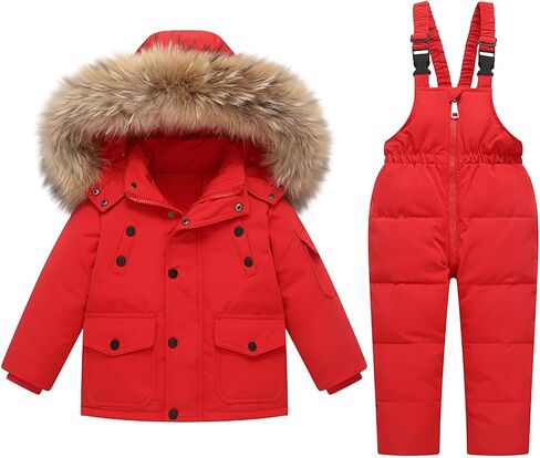 2 Piece Toddler Snow Suit Snowsuit Infant Snowsuit Toddler Girl Boy Ski Bib Pants Kids Winter Thermal Coat Snow Pant in Kuwait