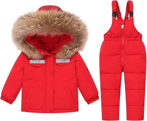 2 Piece Toddler Snow Suit Snowsuit Infant Snowsuit Toddler Girl Boy Ski Bib Pants Kids Winter Thermal Coat Snow Pant in Kuwait