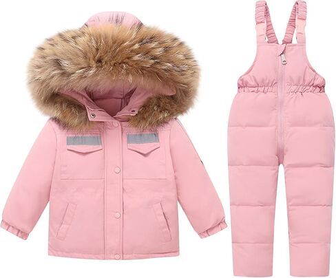 2 Piece Toddler Snow Suit Snowsuit Infant Snowsuit Toddler Girl Boy Ski Bib Pants Kids Winter Thermal Coat Snow Pant in Kuwait