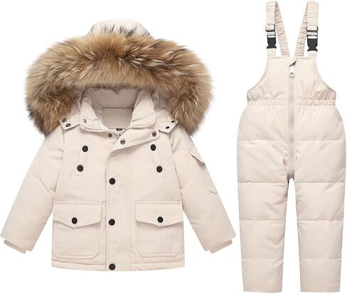 2 Piece Toddler Snow Suit Snowsuit Infant Snowsuit Toddler Girl Boy Ski Bib Pants Kids Winter Thermal Coat Snow Pant in Kuwait