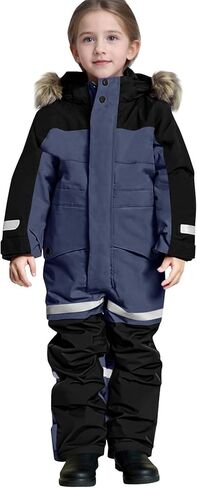 Snow Suit for Kids Bibs Snowsuit Boys Girls Overalls One Piece Ski Suits Warm Windbreak Waterproof Snowboarding Snowsuit in Kuwait