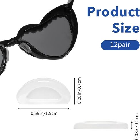 12 Pairs Eye Glasses Nose Pads Non Slip, Adhesive Prevent Nose Dents from Glasses for Eyeglasses & Sunglasses to Prevent Noses Dents & Sliding (Clear) in Saudi Arabia