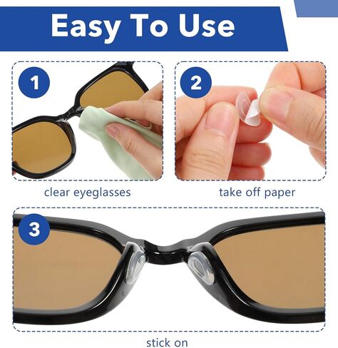 12 Pairs Eye Glasses Nose Pads Non Slip, Adhesive Prevent Nose Dents from Glasses for Eyeglasses & Sunglasses to Prevent Noses Dents & Sliding (Clear) in Saudi Arabia