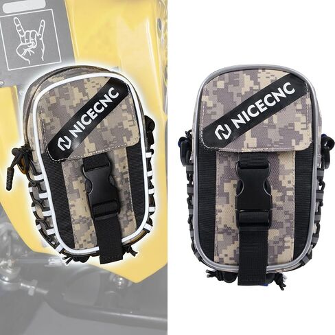 NICECNC ATV Fender Bag, Raptor 700 Dual-use Detachable Storage Gear Tool Bag with Strong Touch Fastener, Reflective Strip, No Drilling, Easy Installation, Compatible with Yamaha Raptor 700, Camo in Kuwait
