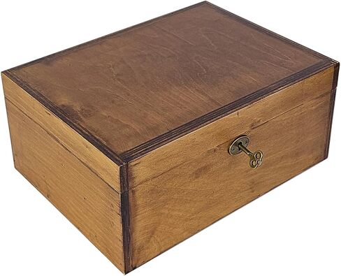 Large Wooden Box with Lock and Key, Vintage Memento Box for Men and Women, Rustic Brown Decorative & Lockable Memory Keepsake Box with Hinged Lid, Secret Lock Box, Keepsake Chest (Brown) in Saudi Arabia