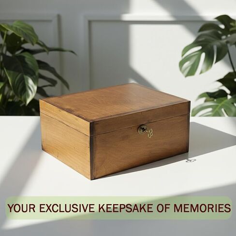 Large Wooden Box with Lock and Key, Vintage Memento Box for Men and Women, Rustic Brown Decorative & Lockable Memory Keepsake Box with Hinged Lid, Secret Lock Box, Keepsake Chest (Brown) in Saudi Arabia