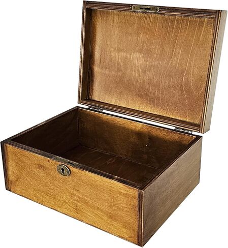 Large Wooden Box with Lock and Key, Vintage Memento Box for Men and Women, Rustic Brown Decorative & Lockable Memory Keepsake Box with Hinged Lid, Secret Lock Box, Keepsake Chest (Brown) in Saudi Arabia