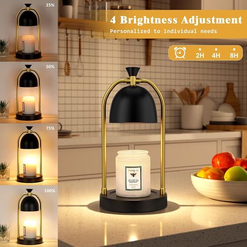 Hong-in Candle Warmer Lamp with Timer & Dimmable, Cozy Birthday Gift for Women Mom, Modern Home Decor House Warming Gifts Wax Melt Warmer for Jar Candles with 2 Bulbs (Black) in Saudi Arabia