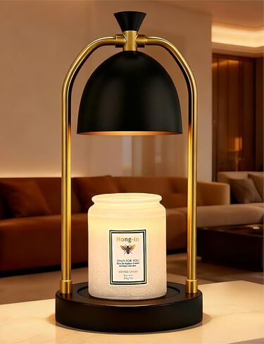 Hong-in Candle Warmer Lamp with Timer & Dimmable, Cozy Birthday Gift for Women Mom, Modern Home Decor House Warming Gifts Wax Melt Warmer for Jar Candles with 2 Bulbs (Black) in Saudi Arabia