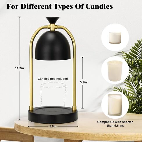 Hong-in Candle Warmer Lamp with Timer & Dimmable, Cozy Birthday Gift for Women Mom, Modern Home Decor House Warming Gifts Wax Melt Warmer for Jar Candles with 2 Bulbs (Black) in Saudi Arabia