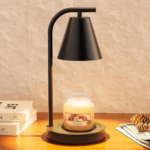 Hong-in Candle Warmer Lamp with Timer & Dimmable, Cozy Birthday Gift for Women Mom, Modern Home Decor House Warming Gifts Wax Melt Warmer for Jar Candles with 2 Bulbs (Black) in Saudi Arabia