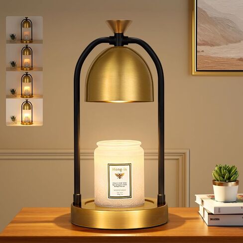 Hong-in Candle Warmer Lamp with Timer & Dimmable, Cozy Birthday Gift for Women Mom, Modern Home Decor House Warming Gifts Wax Melt Warmer for Jar Candles with 2 Bulbs (Black) in Saudi Arabia