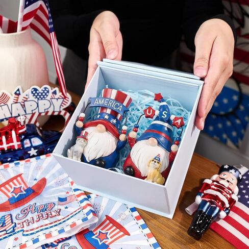 Valery Madelyn 4th of July Decorations Memorial Day Gnomes for Home Decor, 2Pcs USA 250th Anniversary Patriotic Gnomes with Pets, Fourth of July Gnomes Figurine for Americana Independence Day 5.5" in Kuwait
