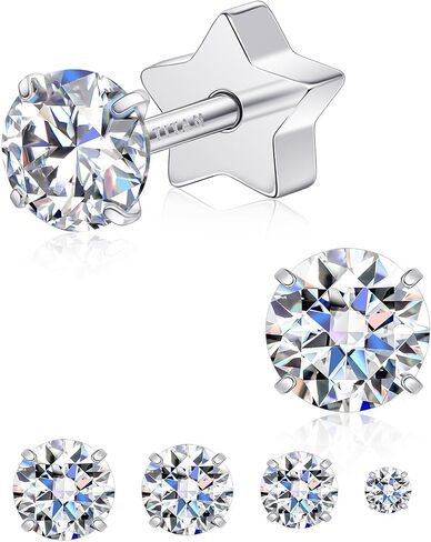 Limerencia Moissanite Stud Earrings for Women Men, F136 Hypoallergenic Titanium Earrings for Sensitive Ears, 18K White Gold Plated Star or Heart Flat Back, D Color VVS1 Clarity, GRA Certificate in Kuwait