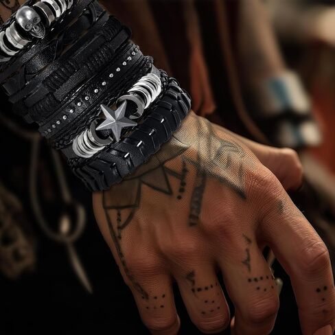gisgfim 22 Pcs Punk Goth Grunge Jewelry Set for Men Women Leather Bracelets Stainless Steel Y2K Black Piercing Dangle Earrings Bulk Vintage Cool Emo Jewelry Sets Party Costume Accessories Gifts in Saudi Arabia