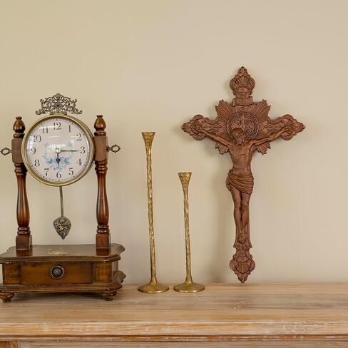 BGCOPPER Saint Benedict Crucifix Wall Cross, Wooden Jesus Cross for Wall, Catholic Crucifix for Wall, St Benedict Cross Wall Decor for Home Easter (10 Inch) in Kuwait
