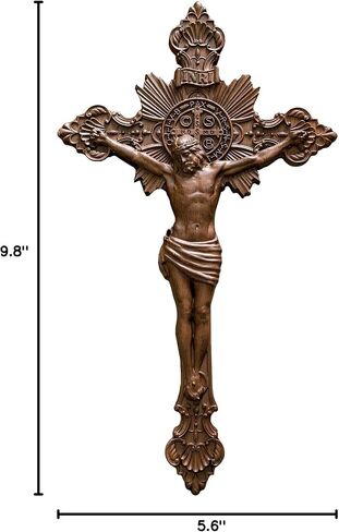 BGCOPPER Saint Benedict Crucifix Wall Cross, Wooden Jesus Cross for Wall, Catholic Crucifix for Wall, St Benedict Cross Wall Decor for Home Easter (10 Inch) in Kuwait