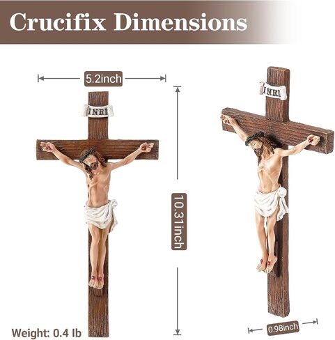 XUEMEKO Crucifix Wall Cross, 10.3" H Catholic Crucifix for Wall, Resin Jesus Cross Home Decor, Handcrafted Crucifijos Catolicos, Religious Wall Decor for Home Altar Church Gift in Kuwait