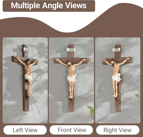 XUEMEKO Crucifix Wall Cross, 10.3" H Catholic Crucifix for Wall, Resin Jesus Cross Home Decor, Handcrafted Crucifijos Catolicos, Religious Wall Decor for Home Altar Church Gift in Kuwait